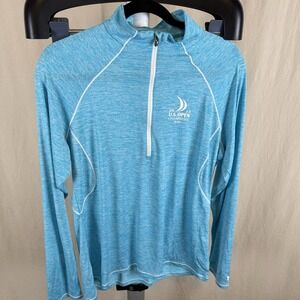 Under Armour US Open 2015 Chambers Bay Semi-fitted Aqua Quarter Zip Heat Gear XL